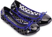 Butterfly Twist Jessica Polkadot Mesh Opvouwbare Ballerina's Kobalt Zwart