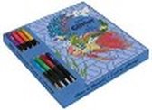 Glitter kleurboek met markers cadeaubox Coral Reef