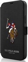 U.S. Polo Embroidery Book Case - Apple iPhone 12/12 Pro (6.1") - Zwart
