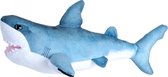 Pluche knuffel witte haai van ongeveer 35 cm - Speelgoed knuffelbeesten - haaien knuffels