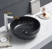 Waskom keramiek - 41.5×41.5×14,5 cm - Mat zwart - incl. keramische pop-up - Feitur