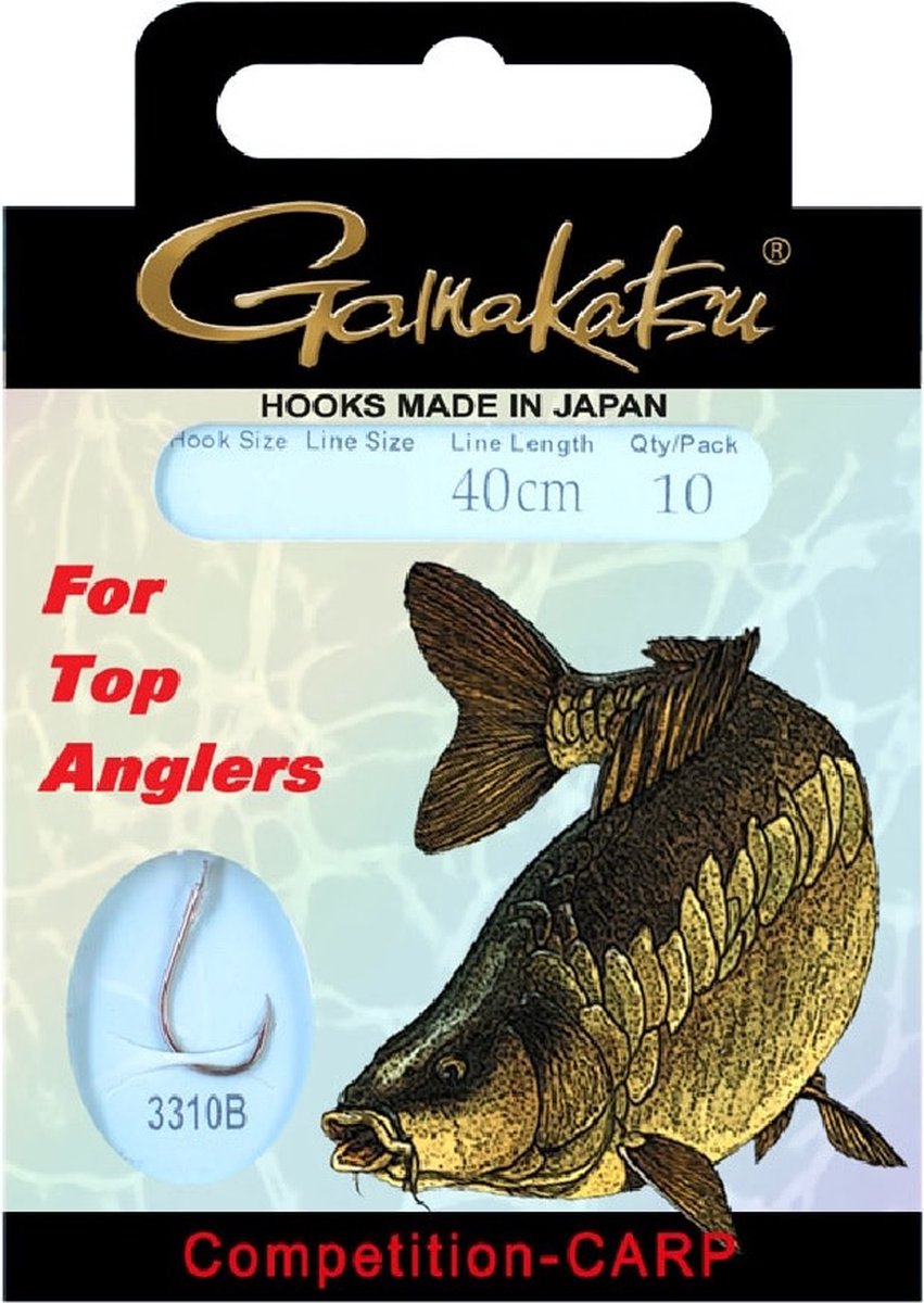 Gamakatsu Onderlijnen Competition Carp Haak 3310B - 40cm (10 pcs) - Maat : 40cm - haak 8 - 0.20mm
