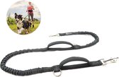 Canicross Looplijn Hond voor Hardlopen - Elastische Handsfree Hondenriem - Hardloopriem Honden Trainingslijn - Leiband - Dog Leash - 150/210cm - Zwart