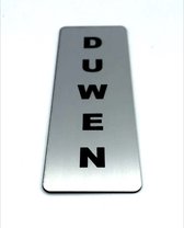 Deurbordje met tekst Duwen - Deur Tekstbordje - Deur - Zelfklevend - Bordje - RVS Look - 150 mm x 50 mm x 1,6 mm - 5 jaar Garantie