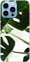 6F hoesje - geschikt voor iPhone 13 Pro Max - Transparant TPU Case - Tropical Plants #ffffff