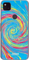 6F hoesje - geschikt voor Google Pixel 4a 5G -  Transparant TPU Case - Swirl Tie Dye #ffffff