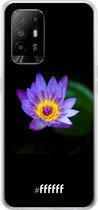 6F hoesje - geschikt voor OPPO A94 5G -  Transparant TPU Case - Purple Flower in the Dark #ffffff