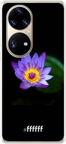 6F hoesje - geschikt voor Huawei P50 Pro -  Transparant TPU Case - Purple Flower in the Dark #ffffff