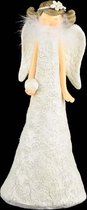 Engel avec plumes - Wit / beige / crème - 10 x 10 x 23 cm de haut