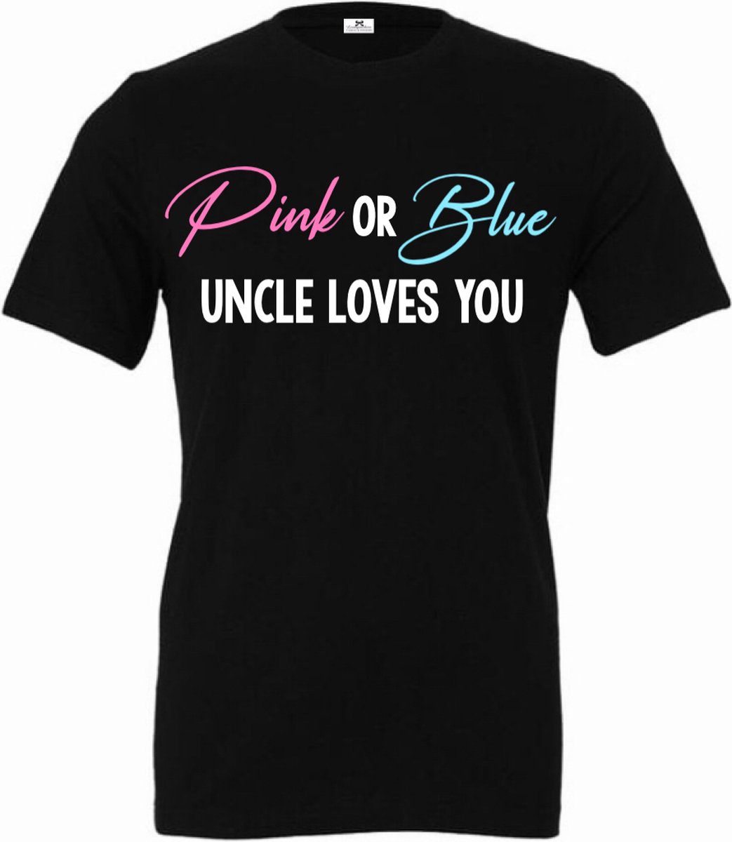 Shirt Pink or Blue uncle loves you-gender reveal bekendmaking shirt voor een baby jongen en meisje-Maat XL