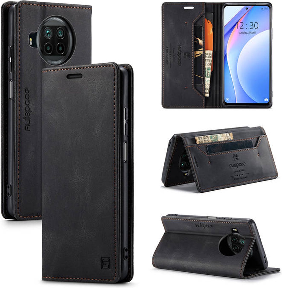 Luxe Flip Case met RFID Bescherming Kaarthouder en Magneetsluiting voor Xiaomi Mi 10T Lite _ Zwart