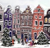 Kerstkaarten Amsterdam - (Mix 2) - 5 verschillende kaarten - inclusief rode enveloppen