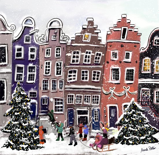 Kerstkaarten Amsterdam (Mix 2) 5 verschillende kaarten inclusief