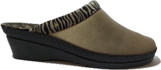 Rohde Pantoffels 2465 Taupe Zebra Print