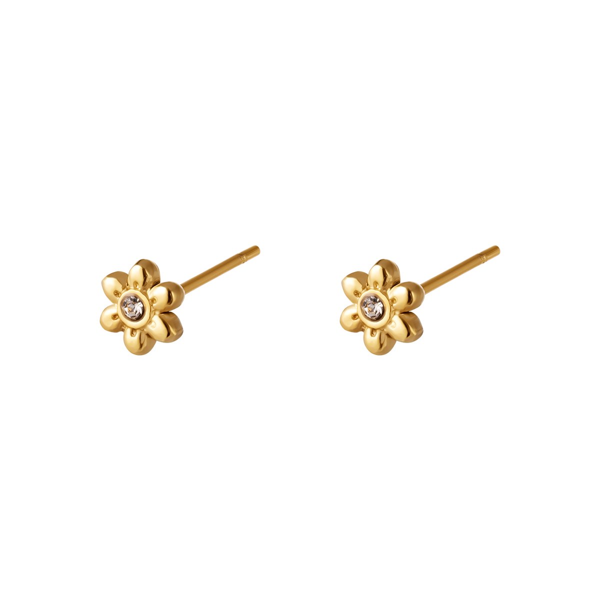 Oorknop Bloem - Goud - RVS