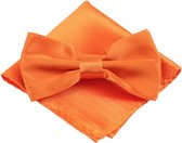 Fako Fashion® - Vlinderstrik Inclusief Pochette - Vlinderdas - Strikje - Pochet - Oranje