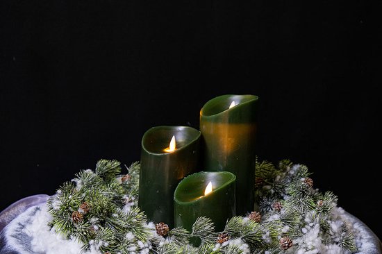 Kaarsen set van 3 - Olijf groen