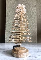 Kunstkerstboom glitter goud klein 10cm x 25cm - Kerst - Goudkleur - Gitter