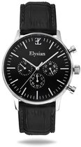 Elysian - Horloges voor Mannen - Zilver Croco Leer - Waterdicht - Krasvrij Saffier - 43mm