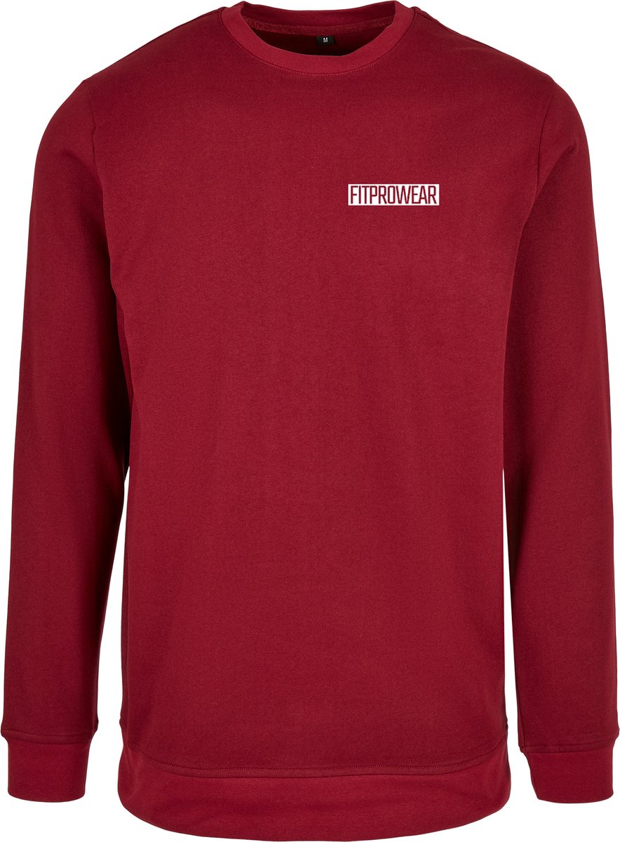 FitProWear Sweater Heren - Bordeaux / Rood - Maat M - Sweater - Trui zonder capuchon - Hoodie - Crewneck - Trui - Winterkleding - Sporttrui - Sweater heren - Heren kleding - Crew neck - Sweater man