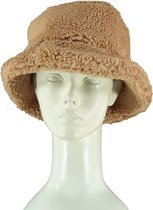 Dames Winter Teddy Bucket Hat - One Size - Zand