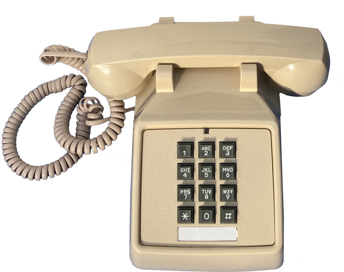 Retro Vaste Telefoon - Druktoets - Mechanische Rinkelbel - Beige - CT8020B