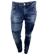Heren jeans blauw denim | skinny fit & stretch met verfspatten | 3352 | maat 34 | Cadeau voor Man Cadeautjes | Sinterklaas | Black Friday | Kerst | Kerstcadeau | Actie | Korting |