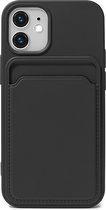 iPhone 12 / iPhone 12 Pro Hoesje Pasjeshouder Zwart - Siliconen Case Back Cover