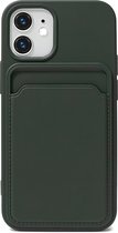 Hoesje Pasjeshouder geschikt voor iPhone 12 Mini Groen - Siliconen Case Back Cover