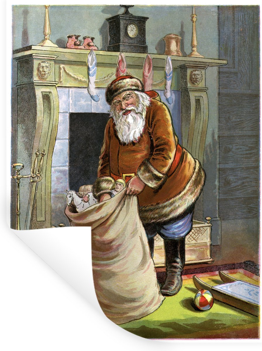 Muurstickers - Sticker Folie - Kerstman - Kerstcadeau - Vintage - 60x80 cm - Plakfolie - M