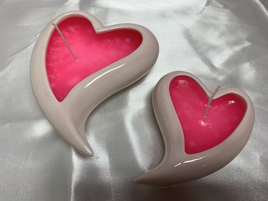 Omslag van Kaarsen ceramiek hartvorm roze