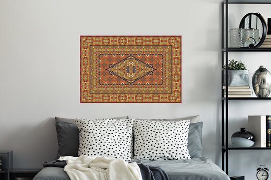 Stickers muraux - Tapis Persan - Tapis - Jaune - Rouge - 90x60 cm - Film Adhésif