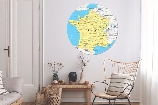 WallCircle - Tableau - Carte France - Multicolore - 150 X 150 Cm