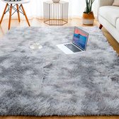 Fluffy tapijt licht grijs - Tapijten woonkamer, slaapkamer, kinderkamer - Hoogpolig vloerkleed - 140x200 cm