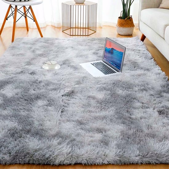 Fluffy tapijt licht grijs - Tapijten woonkamer, slaapkamer, kinderkamer -  Hoogpolig... | bol.com