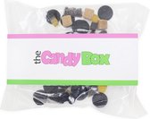 The Candy Box drop mix snoepzakjes - 'Ideale lijn' snoep - Gevuld met 200 gram snoep mix Auto drop uitdeel en verjaardag cadeau man, vrouw, kinderen met: Fruitduo, Gesuikerde dropm