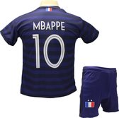 Kylian Mbappé - Frankrijk Thuis Tenue - voetbaltenue - Voetbalshirt + Broek Set - Blauw - Maat: XXL