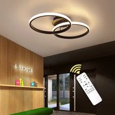 UnicLamps LED Bluetooth - 2 Ring Plafondlamp Met Afstandsbediening - Smart Lamp - Zwart - Dimbaar Met App - Woonkamerlamp - Moderne lamp - Plafoniere