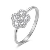 Twice As Nice Ring in zilver, open bloem vol zirkonia 54