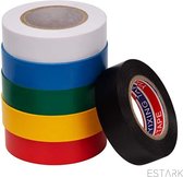 ESTARK Isolatietape / PVC Tape - 18mm x 3.5m - 6 stuks - Plastic Plakband - Zwart / Groen / Blauw / Wit / Rood / Geel - Rubber Tape - Isolatieband - PVC Tape