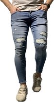 Heren Jeans lichtblauw denim - skinny fit & stretch met scheuren - 3096 - maat 34