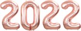 Folie Ballon Cijfer 2022 Oud En Nieuw Feest Versiering Happy New Year Ballonnen Decoratie Rose Goud 36Cm Met Rietje