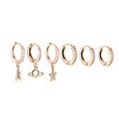 Star Oorbellen Set - 6 stuks  - Oorbellen - 14K Goud Verguld- sieraden - Cadeautje - Dottilove