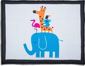 Baby cadeau jongen en meisje - Grote speelmat kinderkamer - Olifant - met schattige dieren - Vloerkleed  babykamer - kindertapijt - speelkleed jongens en meisjes - Groen - Zwart -