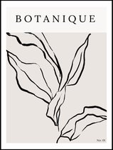 Poster Abstract Art Print 40x30 cm - Botanisch Zwart Wit - Scandinavisch - Bloemen & Planten