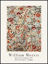 Poster William Morris 40x30 - Abstract Art Print - Rood - Herfst Kleuren - Bloemen en planten