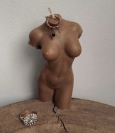 SET 2x Reckless Rachel body candle 16cm and 12cm (glitter inhoud!) - lichaam kaars - torso vrouw - bruin