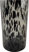Modieuze bloemen cylinder vaas/vazen van glas 25 x 14 cm zwart fantasy - Bloemen/takken/boeketten