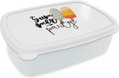 Broodtrommel Wit - Lunchbox IJs - Zomer - Grijs - Brooddoos 18x12x6 cm - Brood lunch box - Broodtrommels voor kinderen en volwassenen