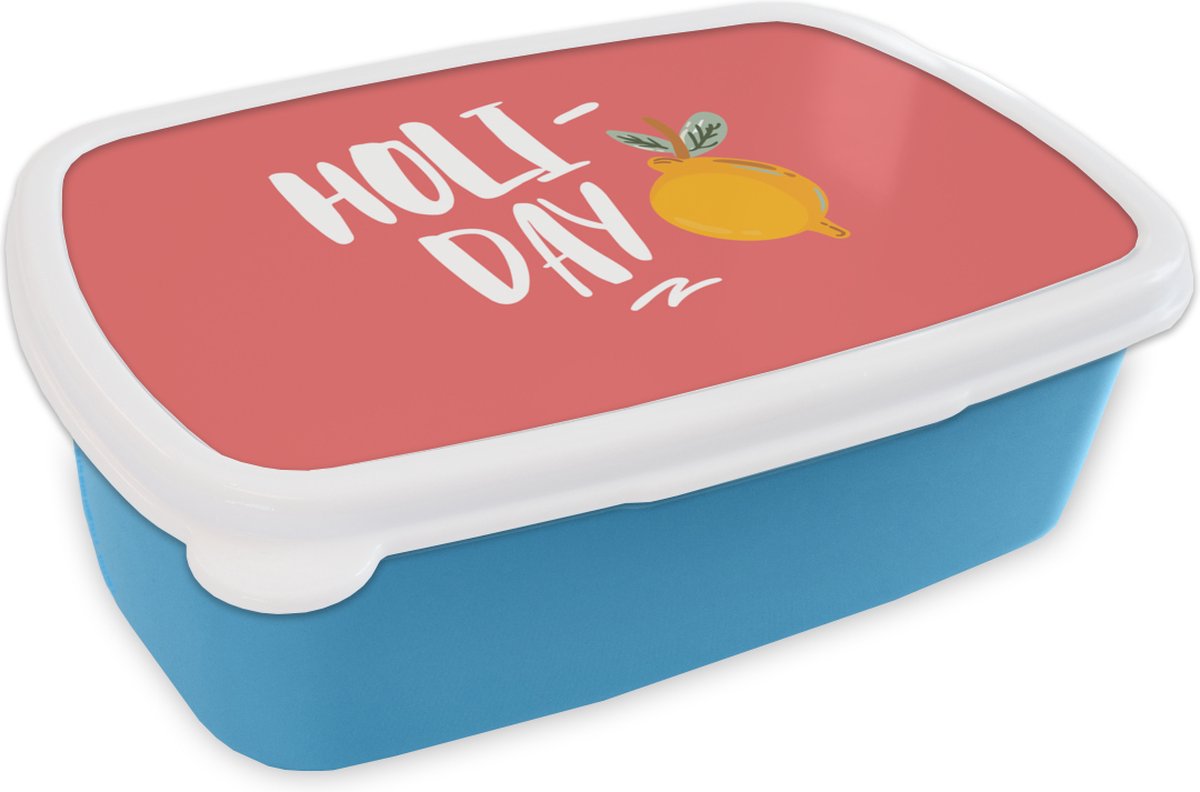 Broodtrommel Blauw - Lunchbox - Brooddoos - Zomer - Fruit - Citroen - 18x12x6 cm - Kinderen - Jongen